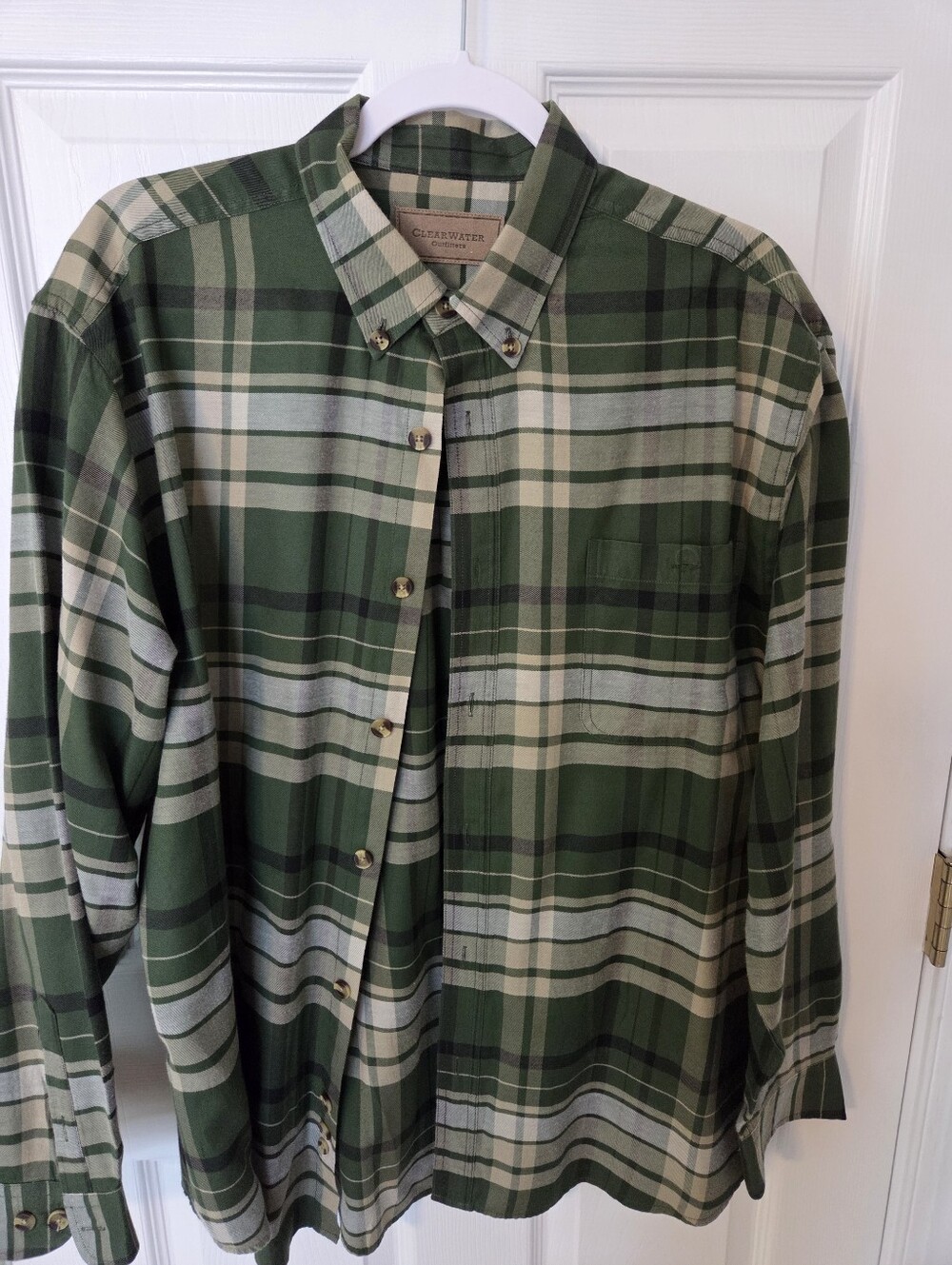 ClearWater Outfitters Olive Green Plaid Shirt